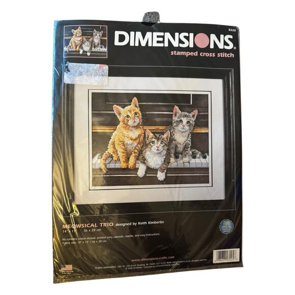 Dimensions Meowsical Trio Stamped Cross Stitch Kit Cats Piano‎ 3225 New - Picture 1 of 5